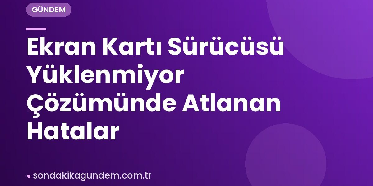 Ekran Kartı Sürücüsü Yüklenmiyor Çözümünde Atlanan Hatalar