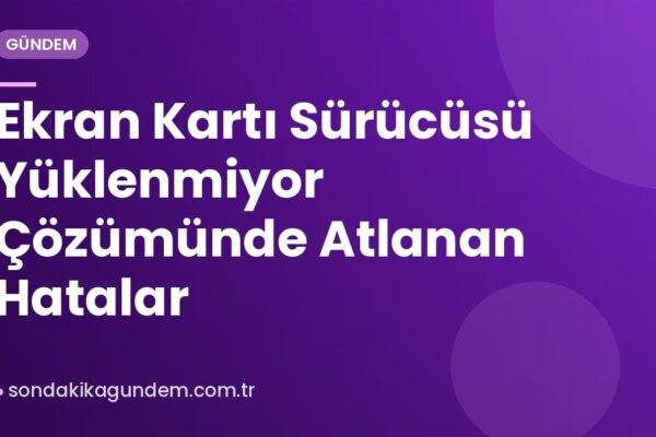 Ekran Kartı Sürücüsü Yüklenmiyor Çözümünde Atlanan Hatalar
