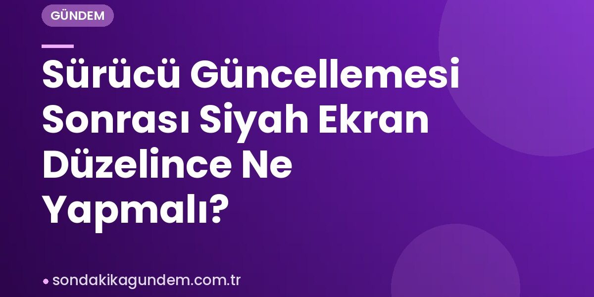 Sürücü Güncellemesi Sonrası Siyah Ekran Düzelince Ne Yapmalı?