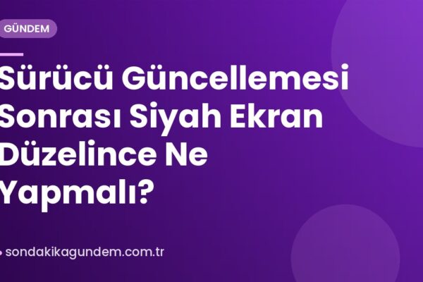 Sürücü Güncellemesi Sonrası Siyah Ekran Düzelince Ne Yapmalı?